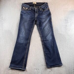 Big Star Maddie Boot Jeans womens 30R Dark Wash Bootcut Whiskered Blue Denim